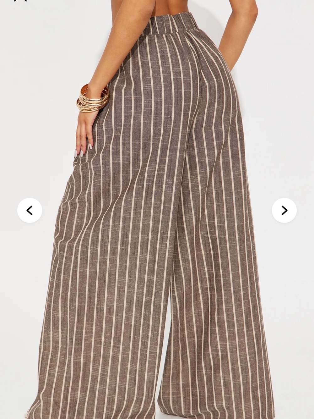 Fashion Nova Brown Striped High-Waist Wide Leg Pants - Picture 2 of 3
